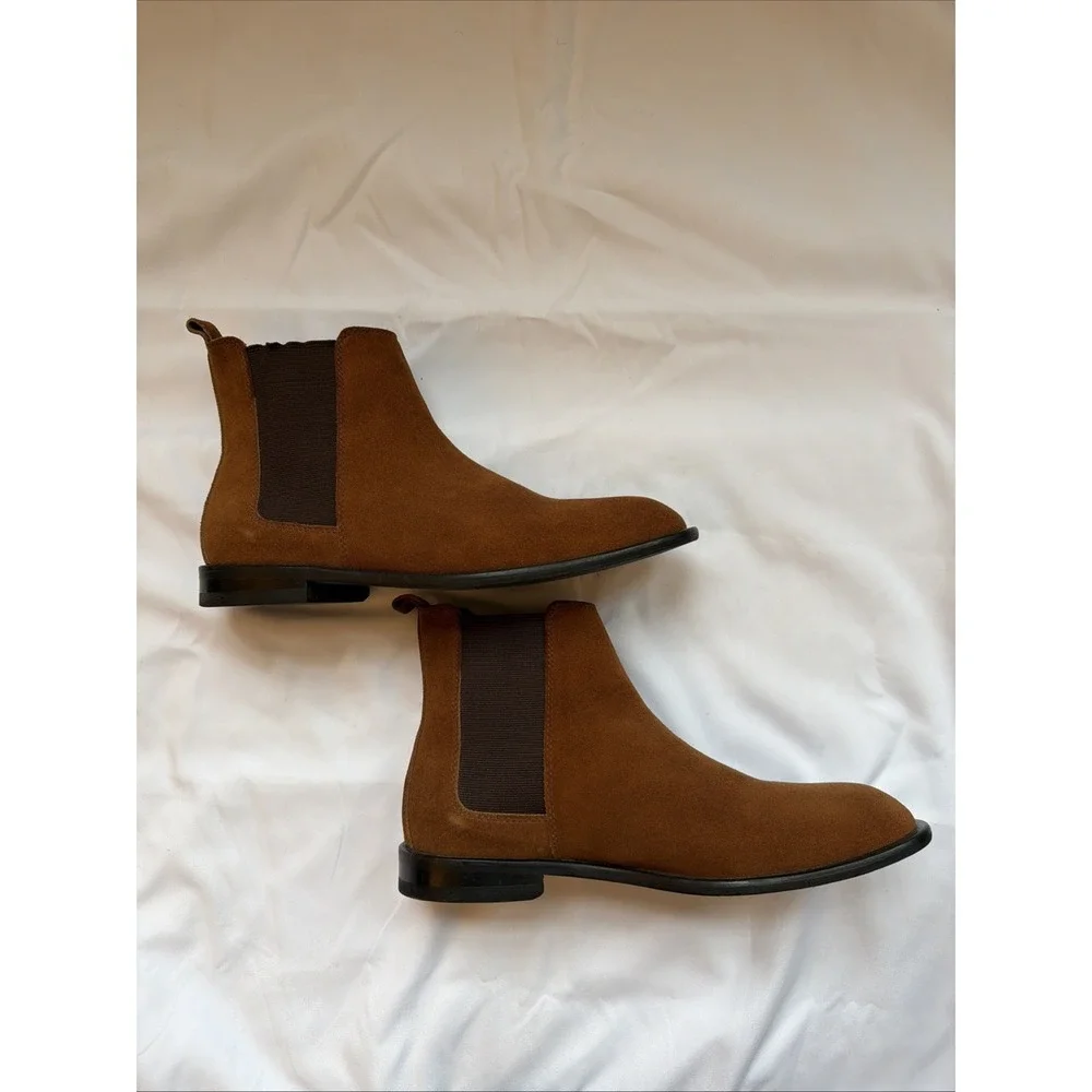 Donald Pliner Roccocs‎ Men Brown Suede Chelsea Boots sz 8 Quiet Luxury